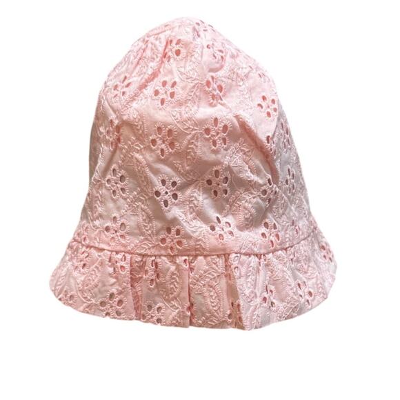 Janie and Jack Eyelet Ruffle Bonnet Crystal Rose Pink Size 12-18 months New - Picture 1 of 4